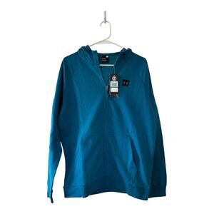 Under Armour Men's Rival Fleece Full-Zip Hoodie Teal Cotton Size Large NWT NEW